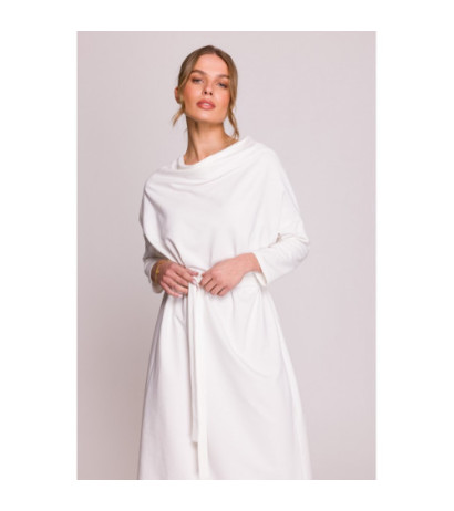 S403 Sukienka oversize z modalu - ecru