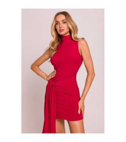 M841 Sukienka mini z wiązanymi szarfami - czerwona