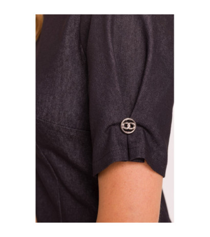 M842 Sukienka z plisowanym dołem - grafitowa