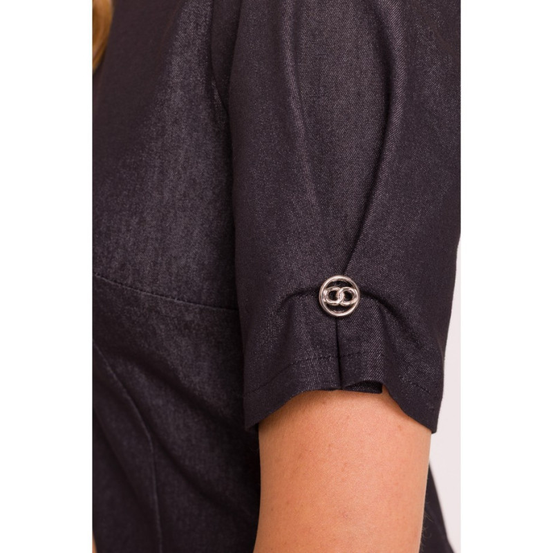 M842 Sukienka z plisowanym dołem - grafitowa