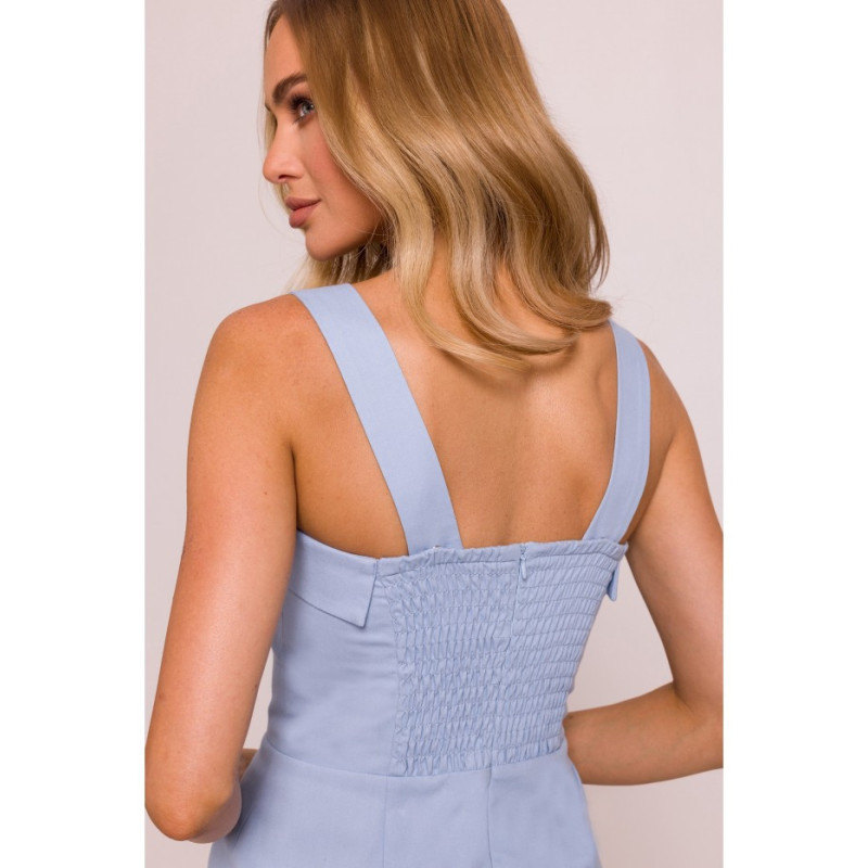 M843 Sukienka ołówkowa z odpinanymi ramiączkami - błękitna