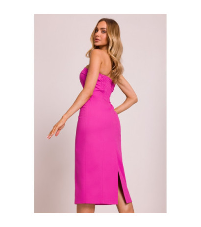 M843 Sukienka ołówkowa z odpinanymi ramiączkami - różowa