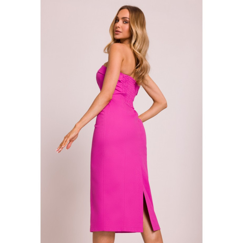 M843 Sukienka ołówkowa z odpinanymi ramiączkami - różowa