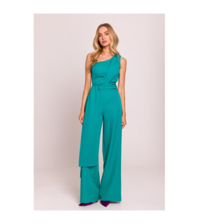 M845 Kombinezon na jedno ramię z wiązanymi szarfami - turkusowy