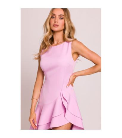 M850 Sukienka z falbanami - cukierkowy róż