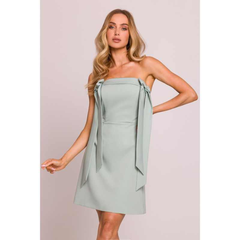 M851 Sukienka gorsetowa z kokardkami - miętowa