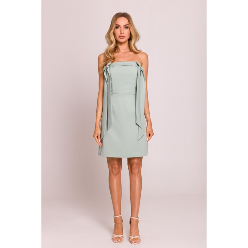 M851 Sukienka gorsetowa z kokardkami - miętowa