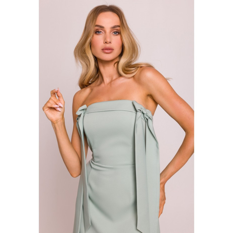 M851 Sukienka gorsetowa z kokardkami - miętowa