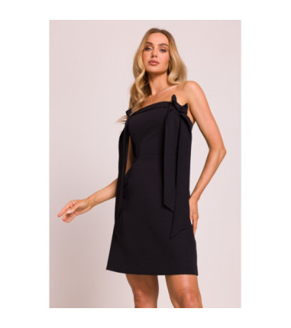 M851 Sukienka gorsetowa z kokardkami - czarna