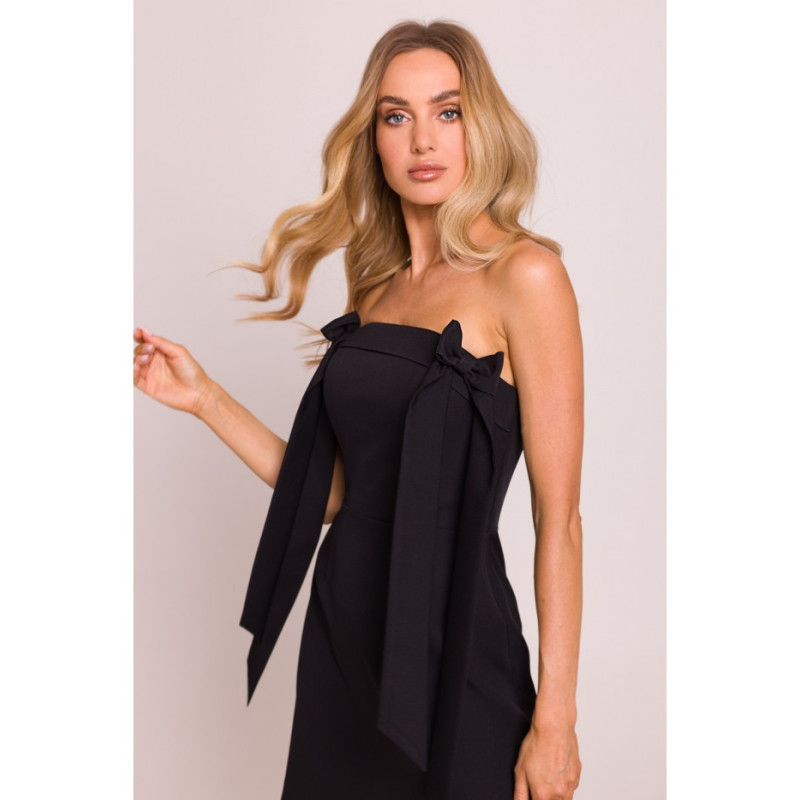 M851 Sukienka gorsetowa z kokardkami - czarna