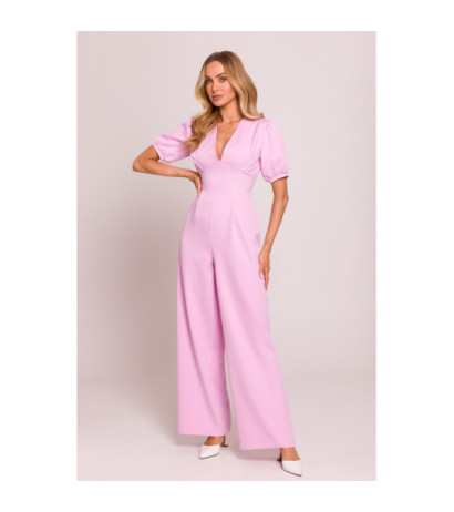 M852 Kombinezon z głębokim dekoltem - cukierkowy róż