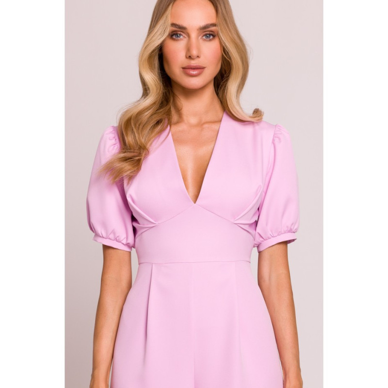 M852 Kombinezon z głębokim dekoltem - cukierkowy róż