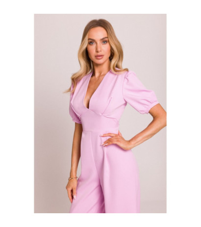 M852 Kombinezon z głębokim dekoltem - cukierkowy róż