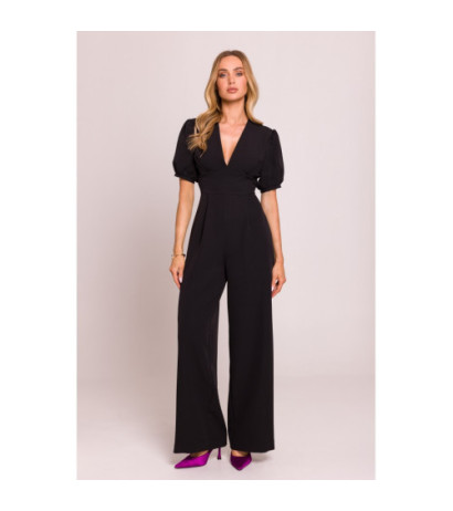 M852 Kombinezon z głębokim dekoltem - czarny