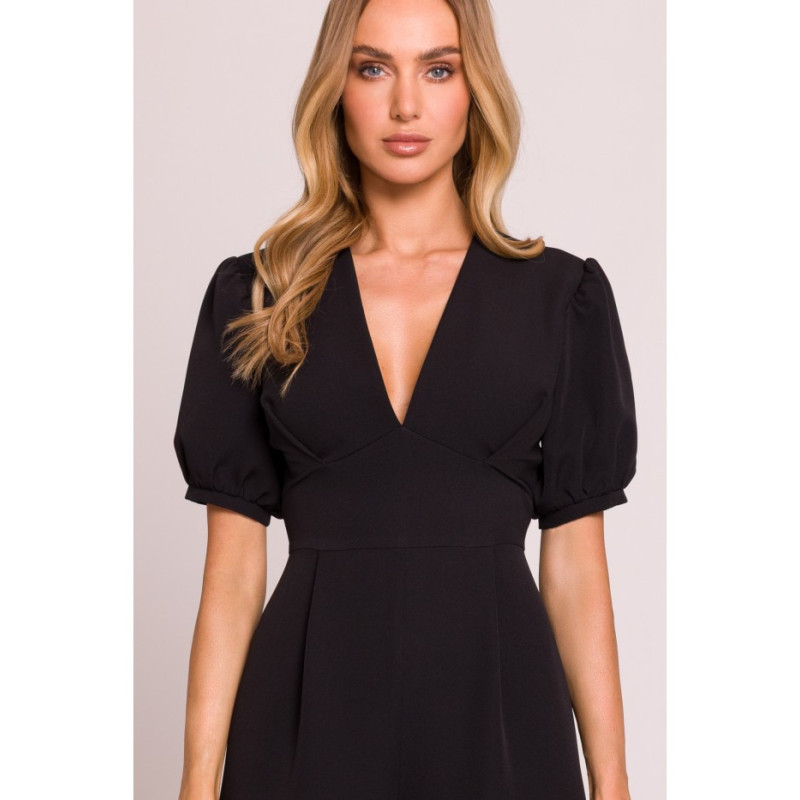 M852 Kombinezon z głębokim dekoltem - czarny