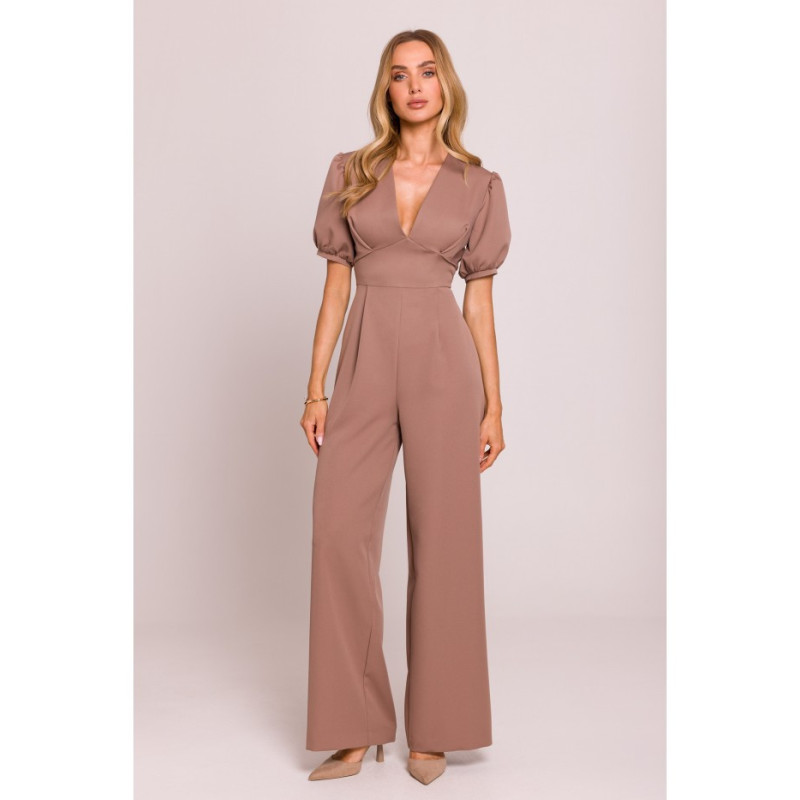 M852 Kombinezon z głębokim dekoltem - mokka