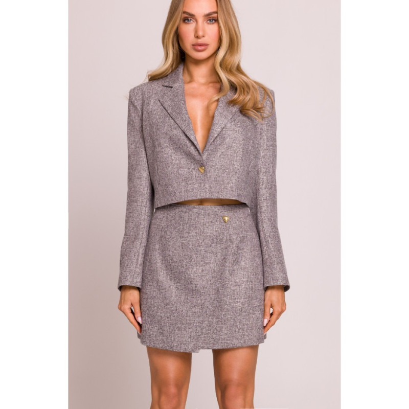 M854 Mini spódniczka na zakładkę - grafitowa