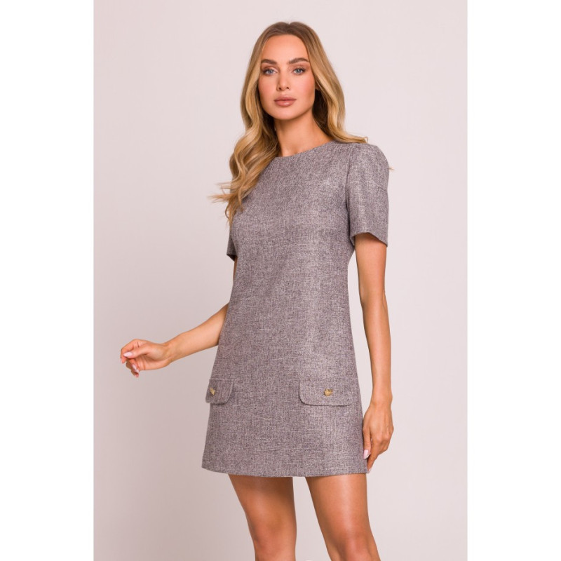 M855 Mini sukienka trapezowa - grafitowa