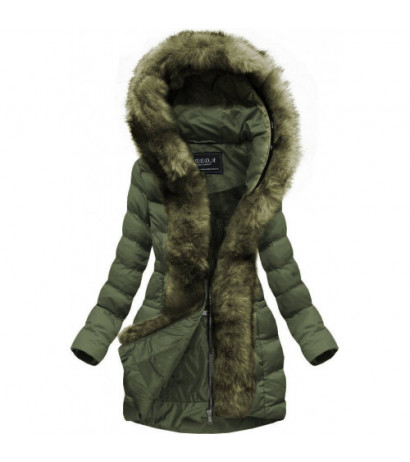QUILTED HOODED JACKET KHAKI (W749-1) striukė