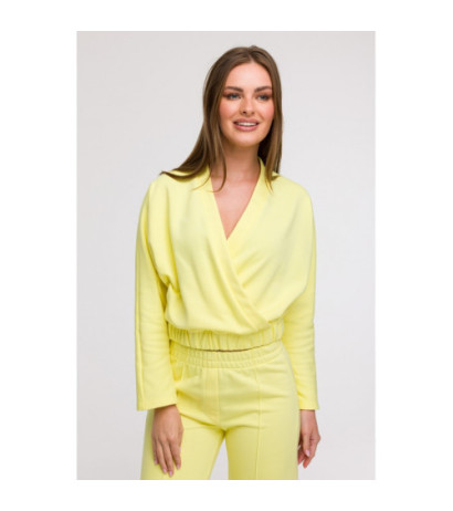 B292 Bluza z kopertowym dekoltem - cytrynowa