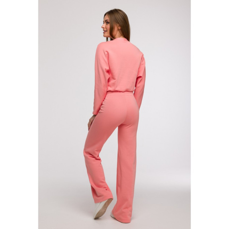 B292 Bluza z kopertowym dekoltem - koralowa