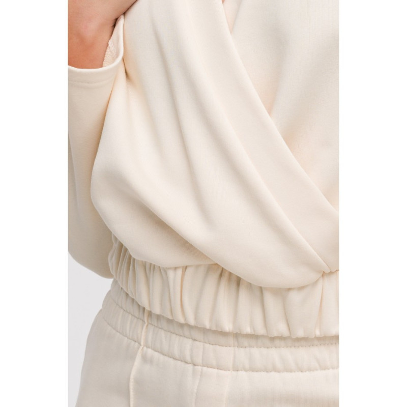 B292 Bluza z kopertowym dekoltem - waniliowa
