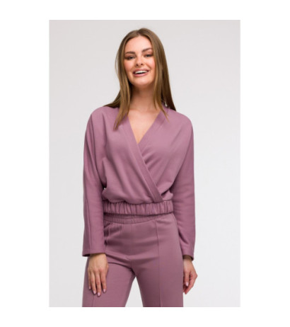 B292 Bluza z kopertowym dekoltem - wrzosowa