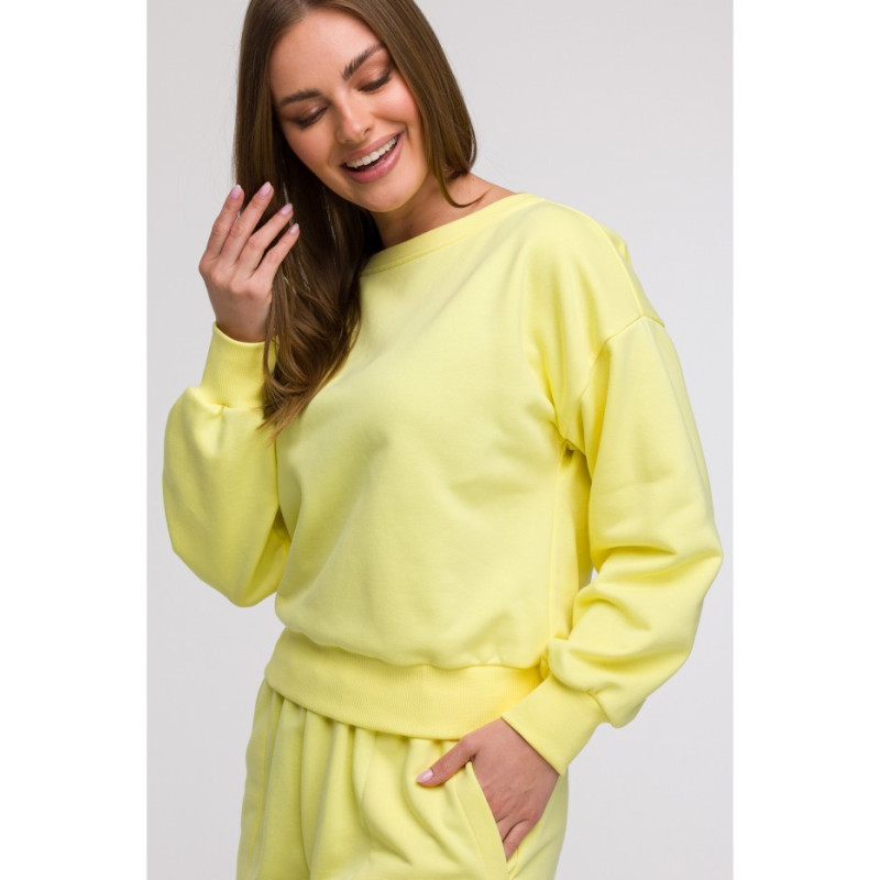 B293 Bluza z otwartymi plecami - cytrynowa