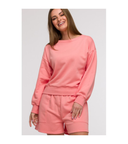 B293 Bluza z otwartymi plecami - koralowa