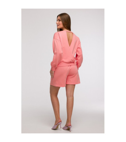 B293 Bluza z otwartymi plecami - koralowa