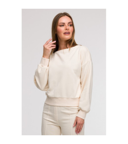 B293 Bluza z otwartymi plecami - waniliowa