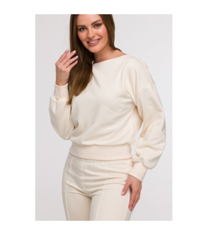 B293 Bluza z otwartymi plecami - waniliowa