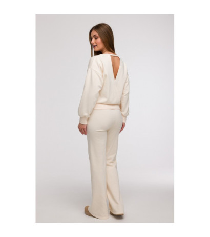 B293 Bluza z otwartymi plecami - waniliowa