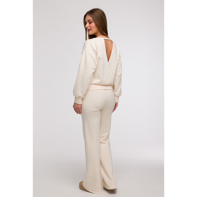 B293 Bluza z otwartymi plecami - waniliowa