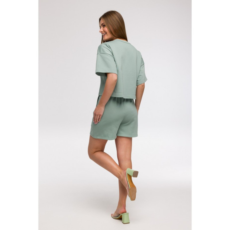 B294 Bluza oversize z krótkimi rękawami - miętowa