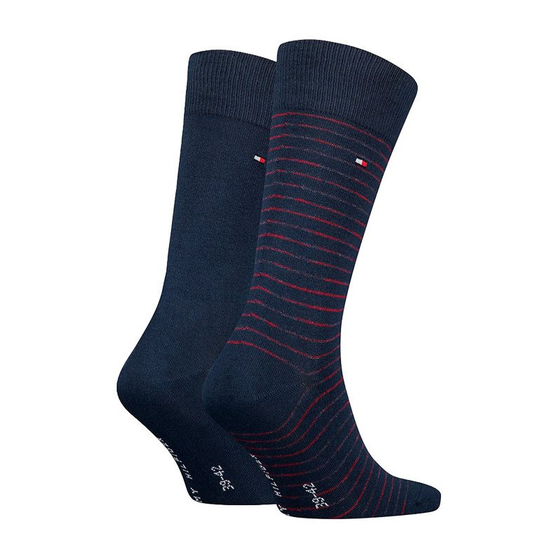 Tommy Hilfiger Th Men Small Stripe Sock 2P Navy/Rouge 100001496 025 039 (TH657-a) socks