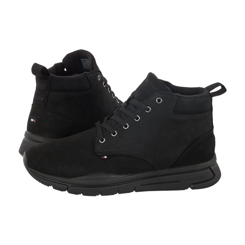 Tommy Hilfiger Warm Hilfiger Lth Hybrid Boot Black FM0FM04412 BDS (TH665-a) sports shoes