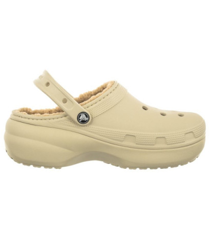 Crocs Classic Platform Lined Bone 207938-2Y2 (CR302-b) Women's Shoes/Flip Flops
