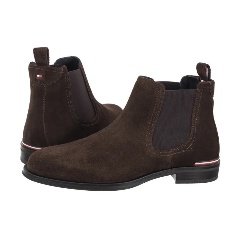 Tommy Hilfiger Core Rwb Hilfiger Suede Chelsea Dark Cofee FM0FM04757 GOP (TH888-b) apavi