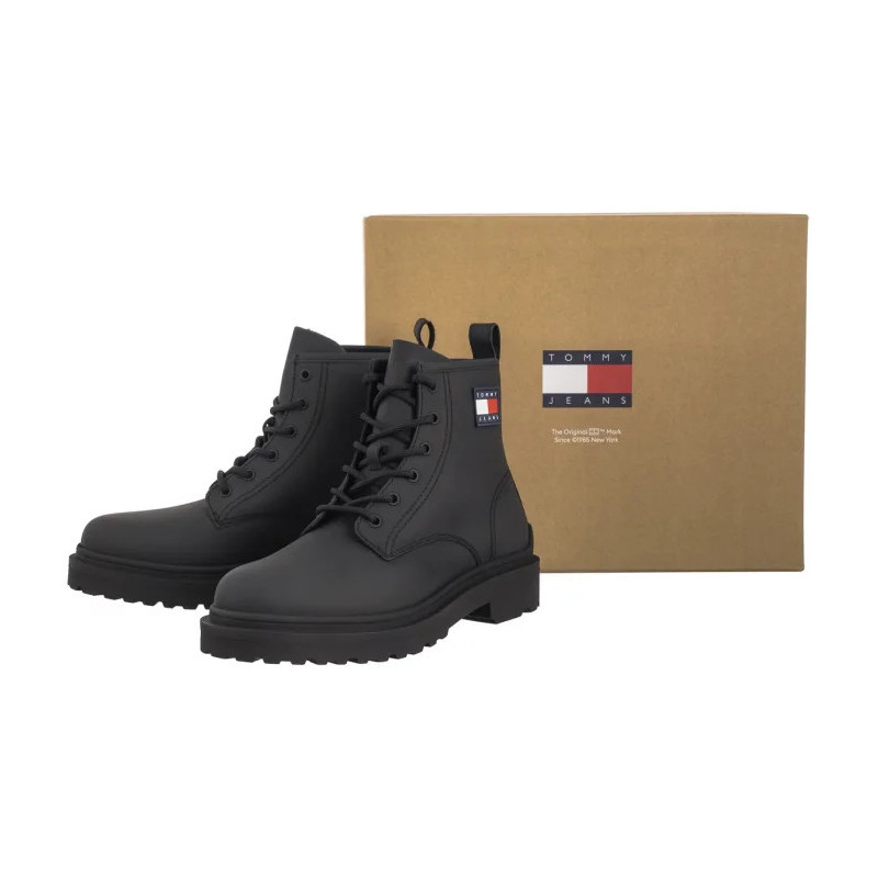 Tommy Hilfiger Tjm Leather Lace Up Boot Black EM0EM01447 BDS (TH1160-a) pārgājienu zābaki