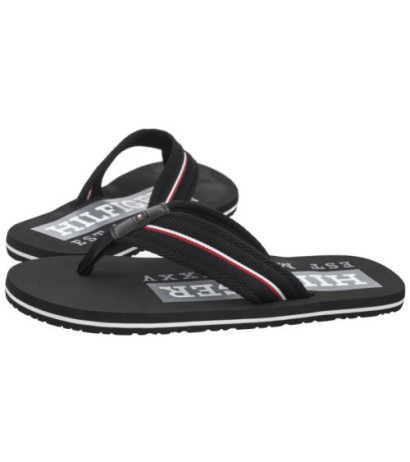 Tommy Hilfiger Corporate Hilfiger Beach Sandal Black FM0FM05436 BDS (TH1321-b) shoes