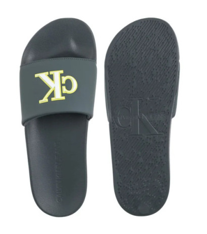 Calvin Klein Slide Jelly Mono Pu Seaside Aqua/White YM0YM01281 02M (CK673-a) šlepetės