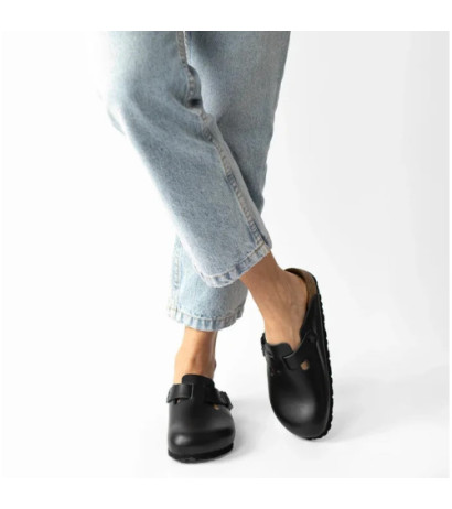 Birkenstock Boston Czarne 0060193 (BK53-a) Moteriški batai/šlepetės