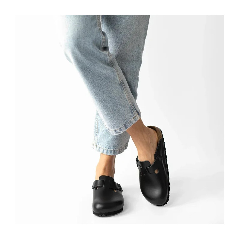 Birkenstock Boston Czarne 0060193 (BK53-a) Moteriški batai/šlepetės