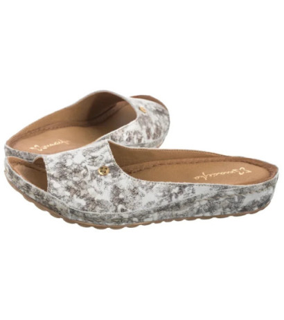 Maciejka Brązowe/Złote w Kwiaty 02628-46/00-1 (MA238-f) Sieviešu apavi/Flip Flops