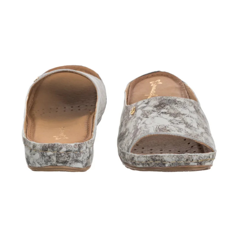 Maciejka Brązowe/Złote w Kwiaty 02628-46/00-1 (MA238-f) Women's Shoes/Flip Flops