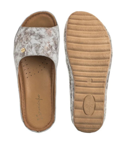 Maciejka Brązowe/Złote w Kwiaty 02628-46/00-1 (MA238-f) Sieviešu apavi/Flip Flops