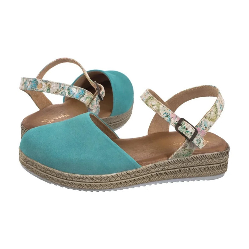 Maciejka Turkusowe w Kwiaty 03065-06/00-5 (MA472-f) sandals