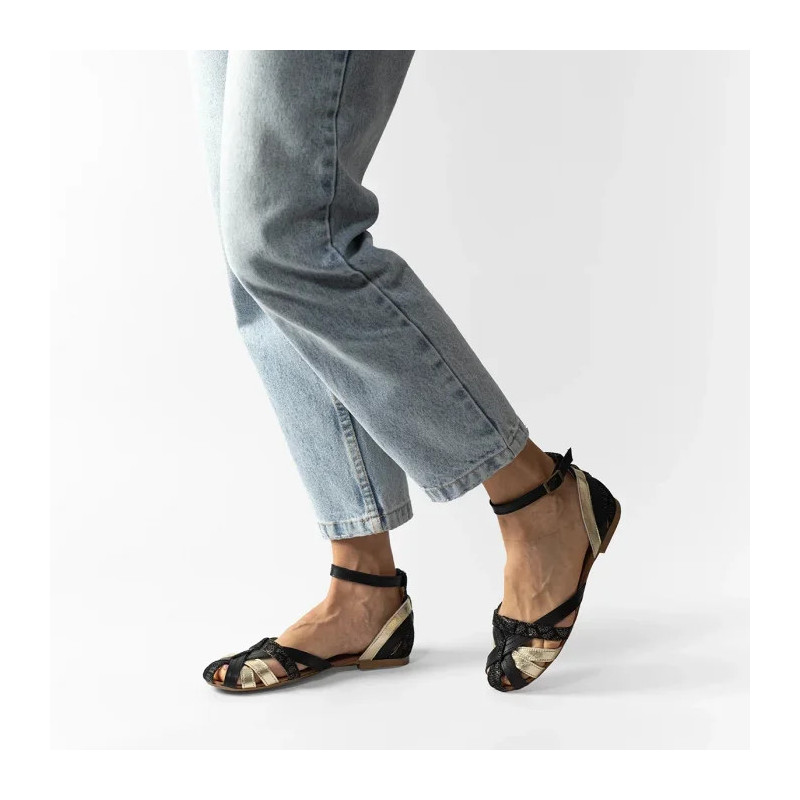 Maciejka Czarne/Złote 01924-46/00-5 (MA600-e) sandals