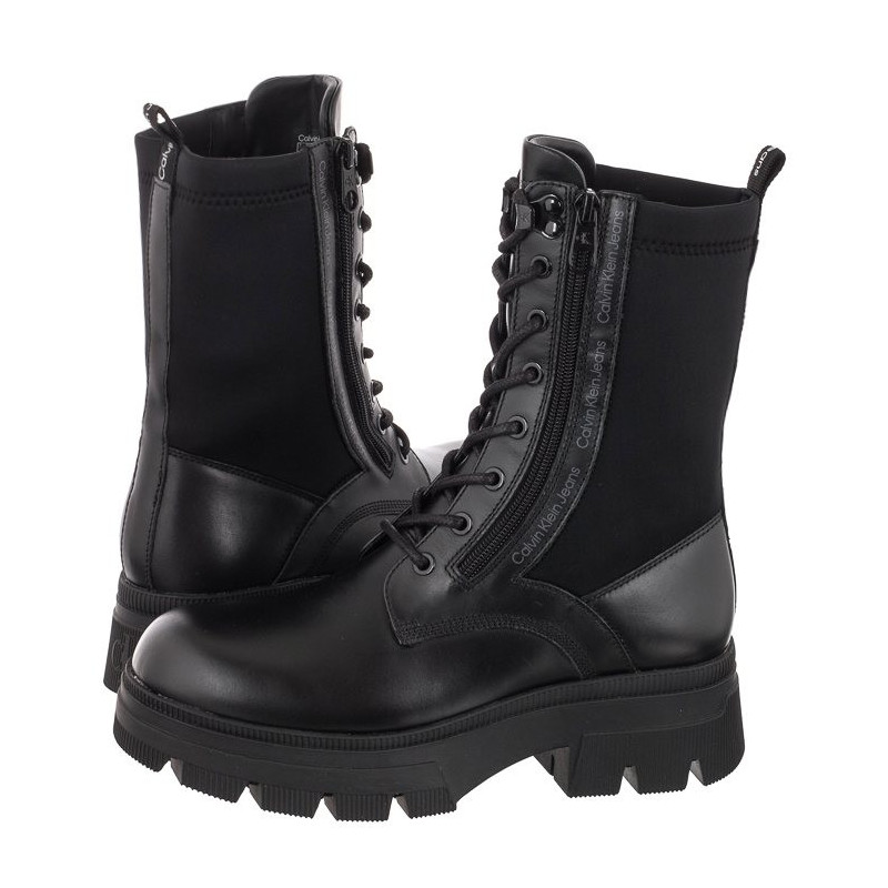 Calvin Klein Chunky Combat Laceup Zip YW0YW00740 Black (CK181-a) batai
